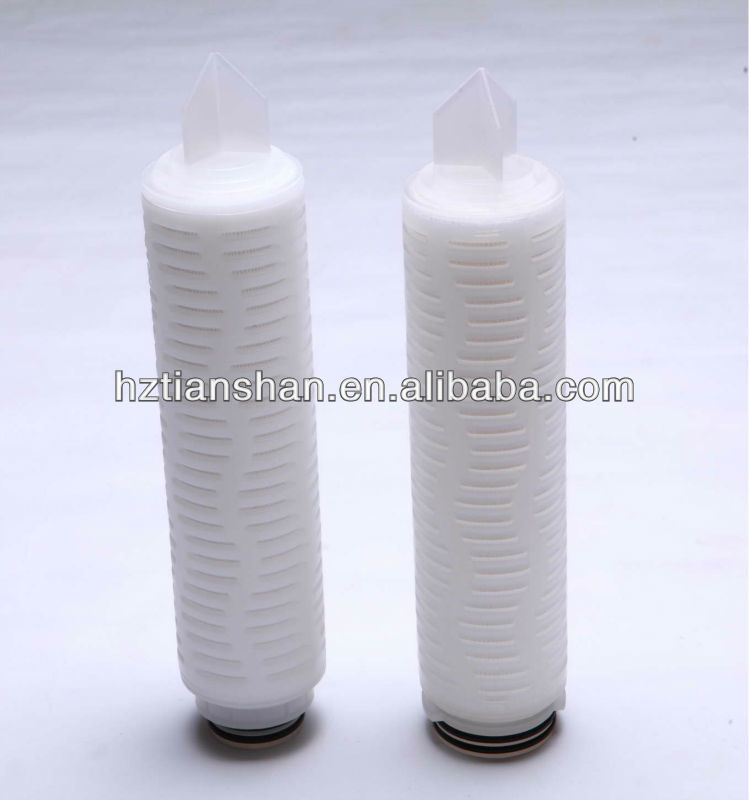 0.10 micron Hydrophilic Polytetrafluoroethylene PTFE pleated membrane filter cartridge with absolute filtration efficiency