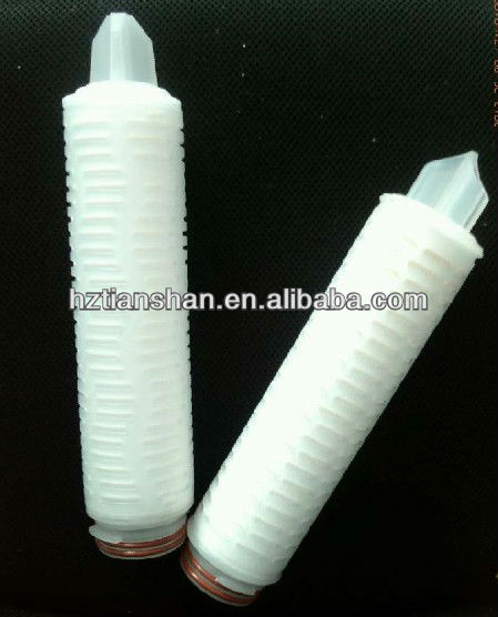 0.22 micron Polytetrafluoroethylene PTFE pleated membrane filter cartridge with absolute filtration efficiency