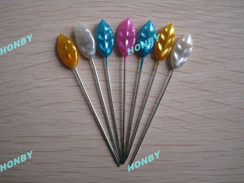 2 1/5 inch Plastic Pearlized Feather Shaped Straight Sewing Pin