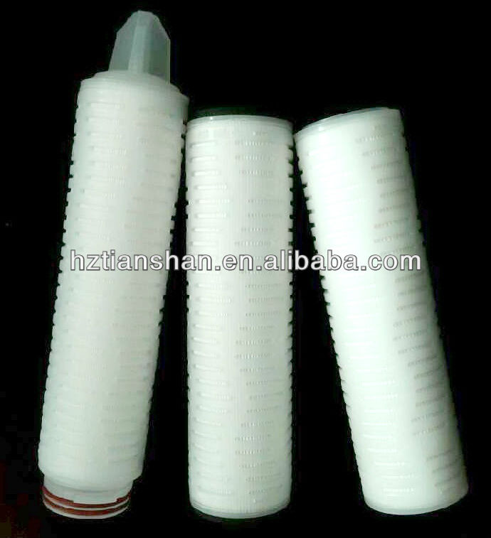 20 inch Polytetrafluoroethylene PTFE pleated membrane filter cartridge with absolute filtration efficiency