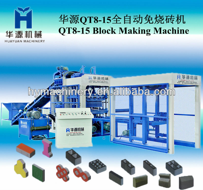 2013 8pcs/ mold Hollow block machine QT8-15 hollow block making machine price