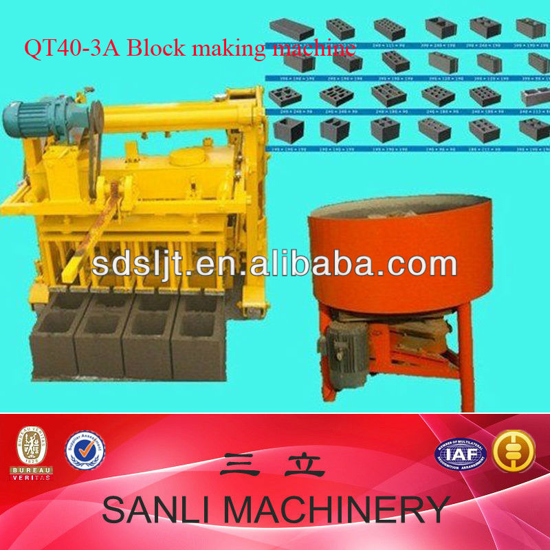 2013 hot sale QT40-3A manual block making machine,mobile egg laying Block Making Machine,hollow block making machine