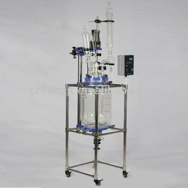 2013 hot selling GG17 Borosilicate glass lab jacket glass reactor 20L