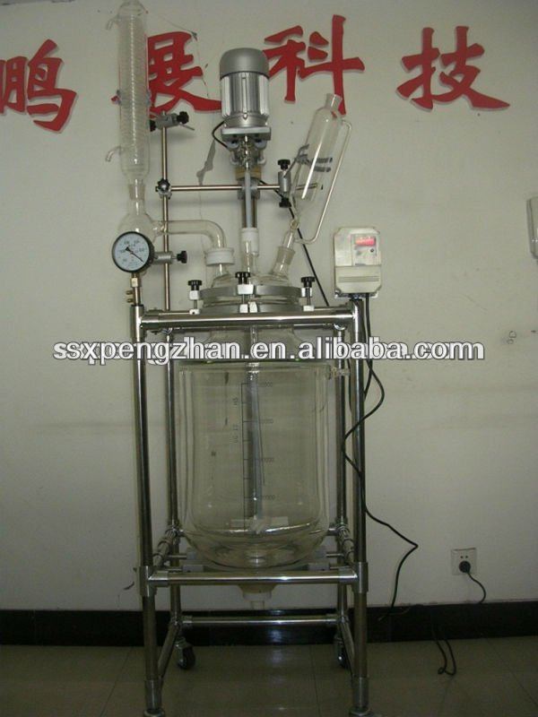 20L glass reactor(supreme quality GG17 or GG3.3 glass ,321 SS material,PTFE sealing,1~100L available,10days DT)