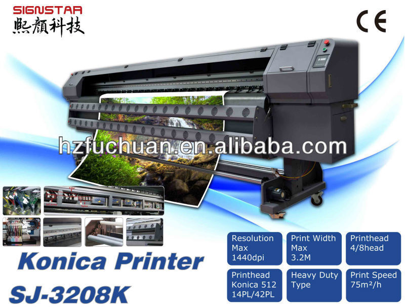 3.2m outdoor banner solvent printer with Konica 512 heads