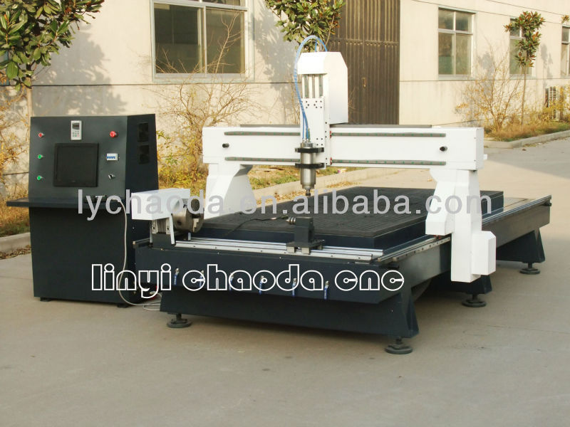 3 axis + Rotary device CNC router for wood panel and round wood