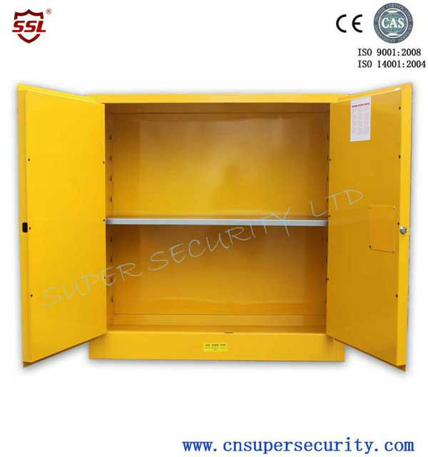 30 gallon 44 x 43 x 18 in yellow metal cabinet for storage of hazardous chemical solvents