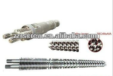38CrMoAIA bimetallic twin screw extruder screw design for PVC and plastic machine