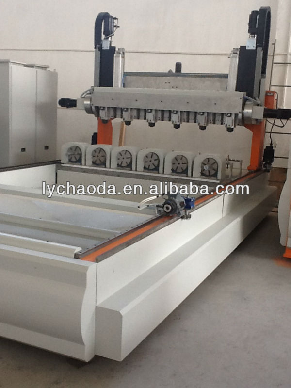 5 axis multi spindle head wood cnc router / cnc machine with multi rotary axis device for furniture legs&wood statue