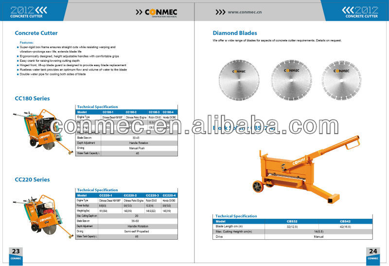 9.6kw/13.0hp Asphalt Concrete Cutter CC180