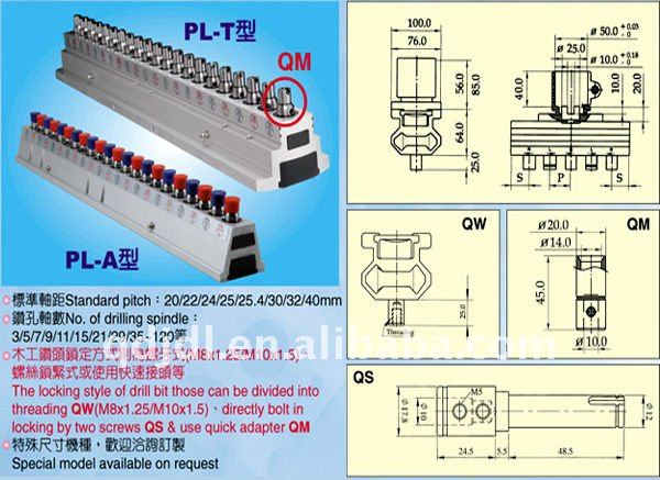 adjustable woodworking boring head for hinge machine