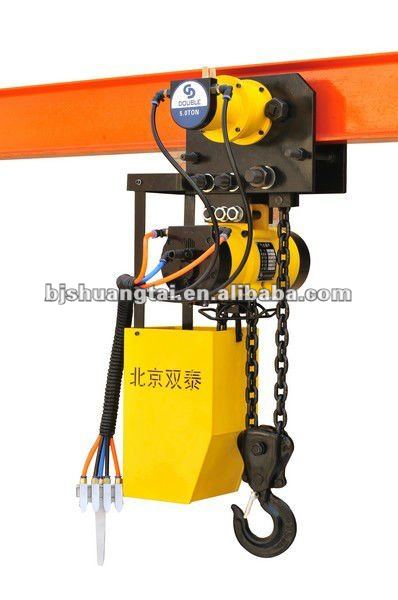 air chain hoists with air trolly 5 ton ,double chain manufacturer