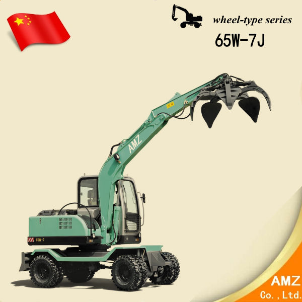 AMZ 65W-7J wheel-type excavator with five foot steel scrap hooper