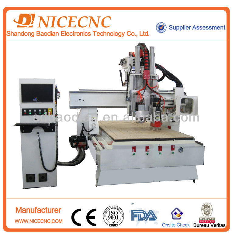 atc cnc engraving machine with cnc drills and saw BD1325 for wood door