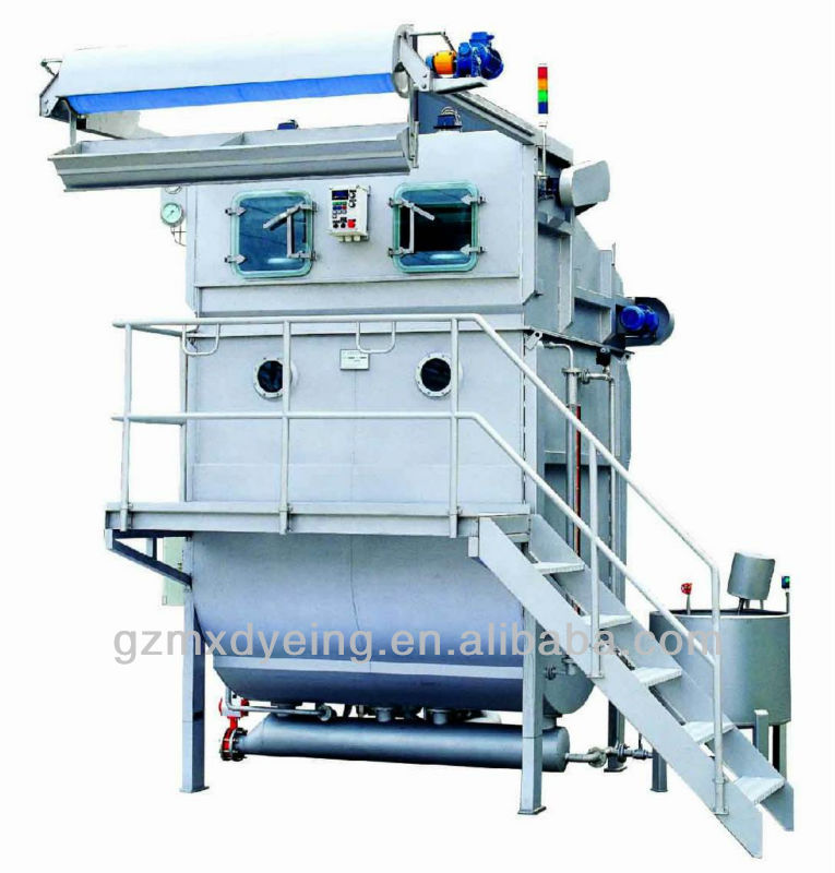 Atmospheric duai-flow fabric dyeing machine