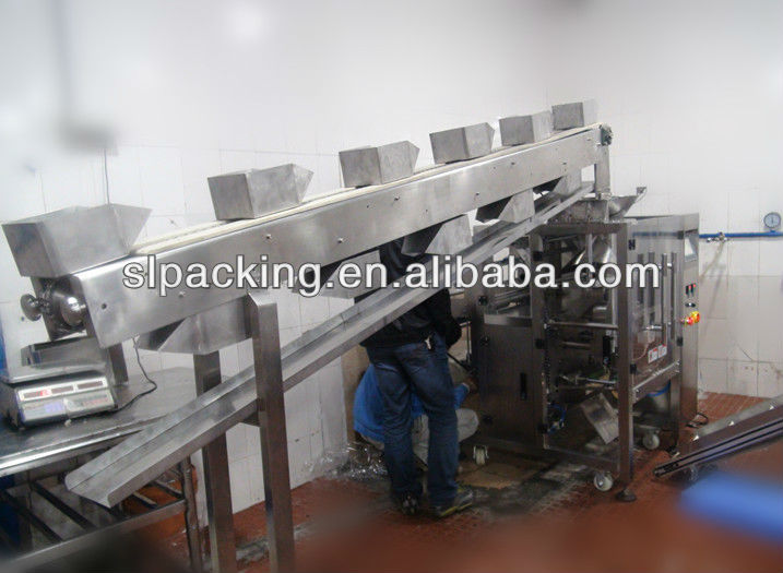 Automatic frozen meat food packaging machine with continuous bucket elevator SLIV-520