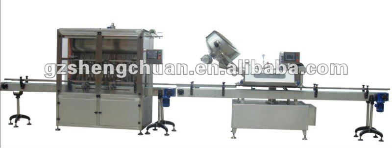 Automatic sauce(beverage) filling and vacuum capping packing production line