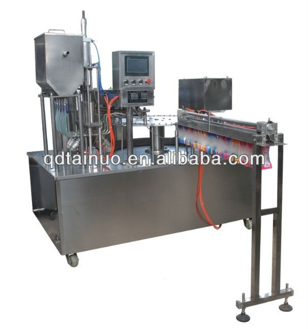 automatic stand up spout pouch bag filing and capping machine