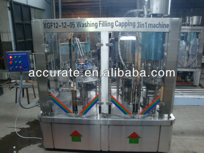 Automatic washing filling and capping three in one