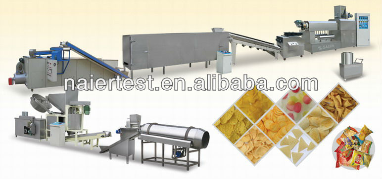 Bugles chips/extruded frying food processing line