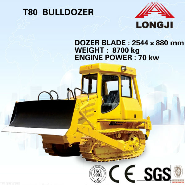 Bulldozer T80 mini bulldozer for sale(Total weight: 8600kg, Engine power: 70kw)