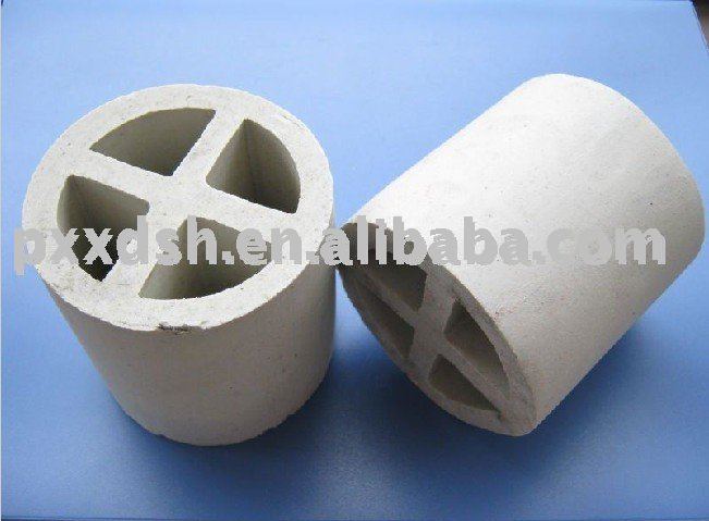 ceramic tower packing:Mineralized Ceramic Cross Ring in chemical plant