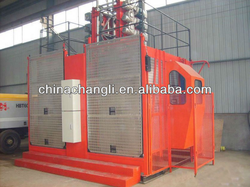 China famous construction sky lifter with motor,2 cages SC200/200