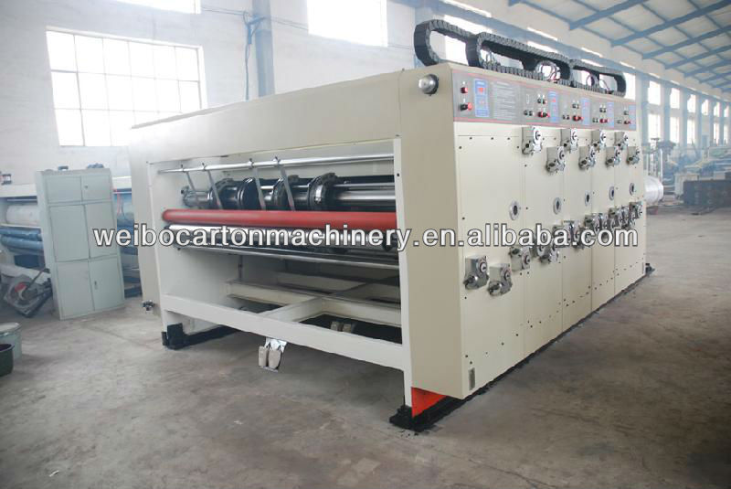 China flexo high speed semi-automatic 2 colours printing slotting/ carton box packing machine