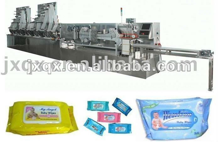 China fully-automatic baby wet wipe folding machine can produce baby wet wipes, make-up cleansing wipes etc.