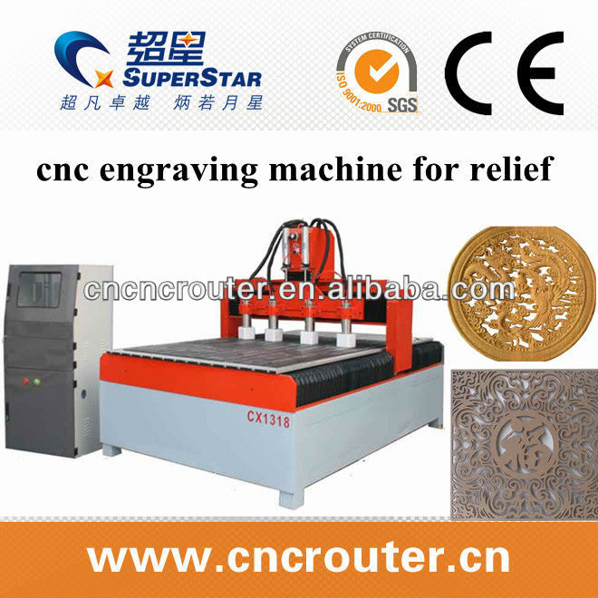 CNC engraving machine for relief (ball scsrew &four speratate heads)