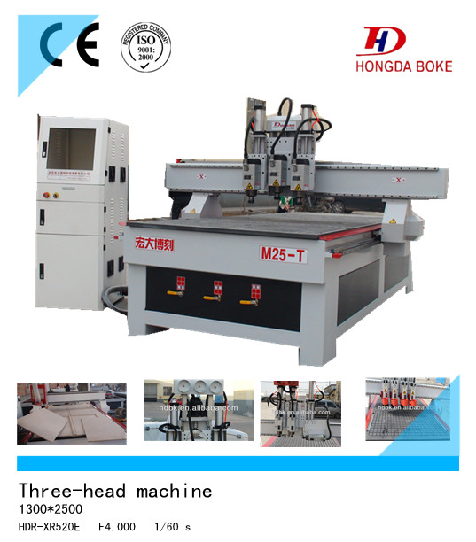 CNC three head pneumatic wood engraving machine HD-M25T