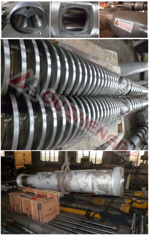 Conical screw and double hole barrel for pvc foam profile extruder machine(counter-rotation)