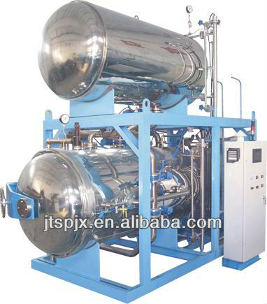 diameter 1000mm stainless steel double layer full-automatic water immersion steam heating retort machine