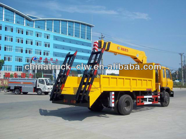 Dongfeng 12tons low flat-panel with crane 6.3tons for hot sales