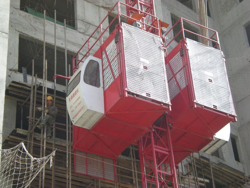 double cages construction elevator