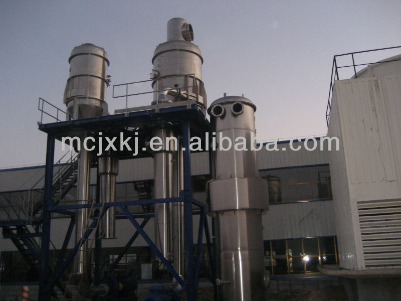 Double effect forced circulation evaporator