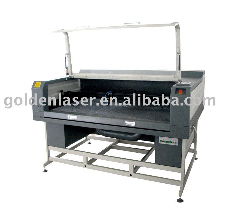 Double head laser cutting machine for synthetic leather with conveyor working table