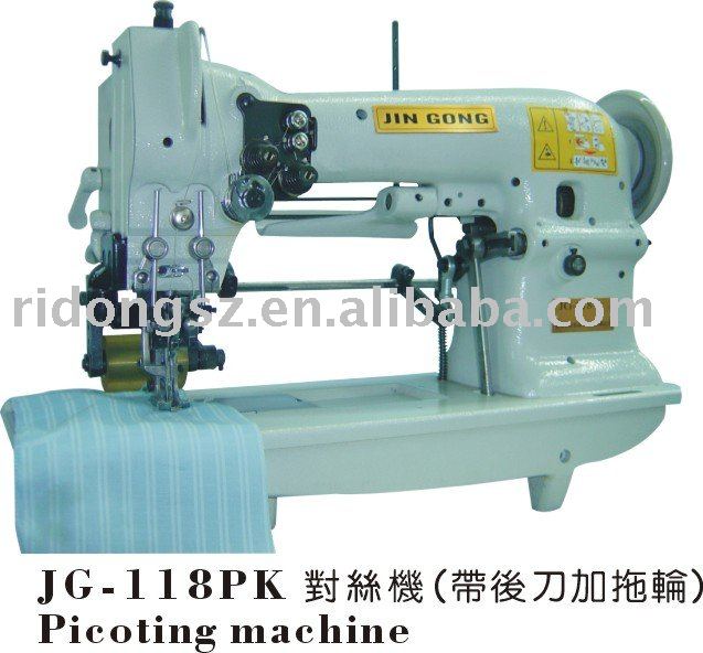 double needle picoting machine with cutter and puller