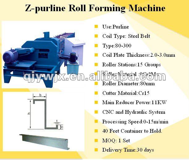 Forward Steel Belt Z Purlin Roll Forming Machine with Punching