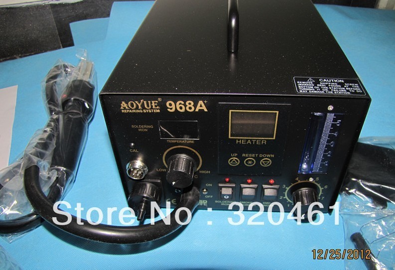 free shipping SMD SMT HOTAIR REPAIR REWORK SOLDERING IRON STATION 3 in 1 220V Aoyue968 + solder station