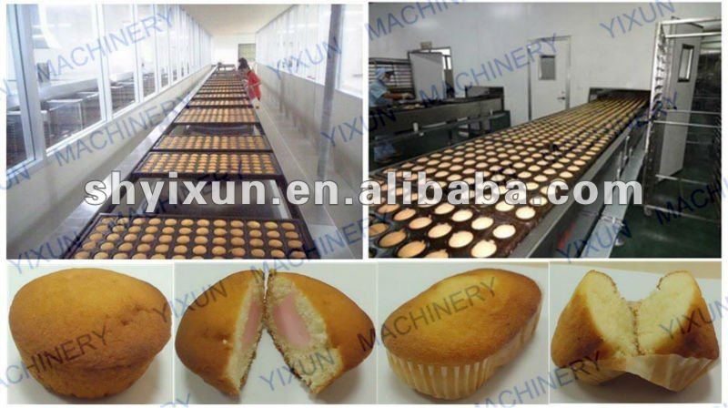 full automatic cake line for custard muffin madeleine cake making machine