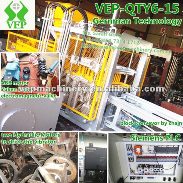 Fully Automatic Concrete Hollow Block Making Machine price VEP-QTY6-15