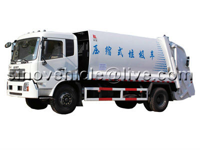garbage compactor truck with roll arm