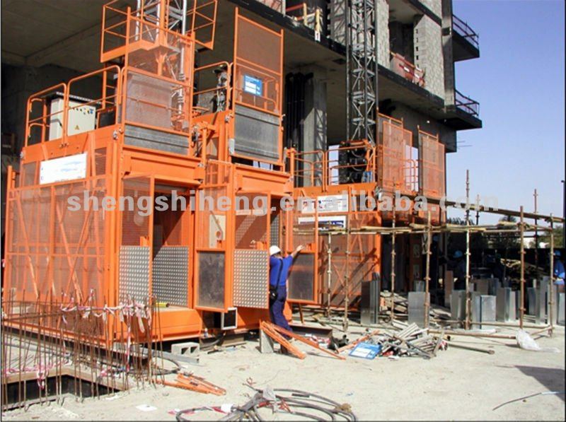 General hoist with twin cage construction material hoist