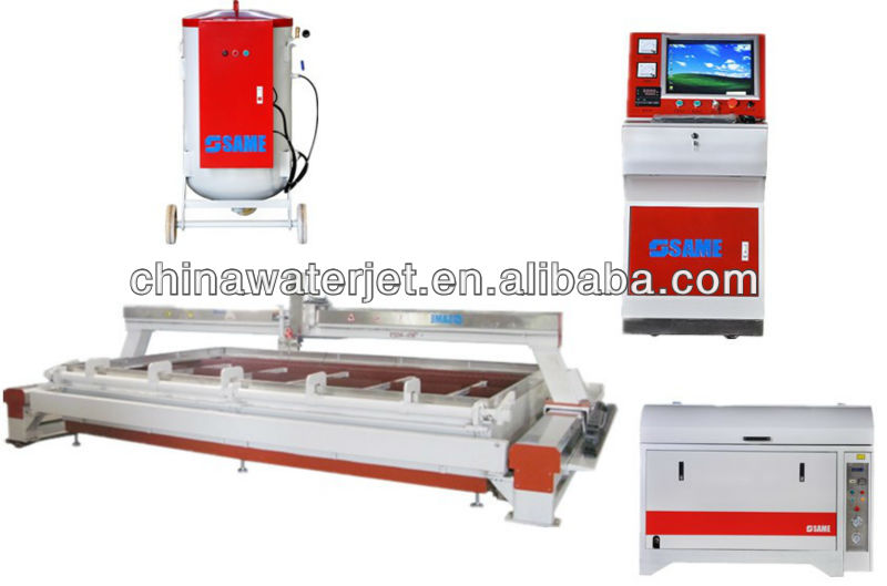 Glass waterjet cutting machine with Bridge table