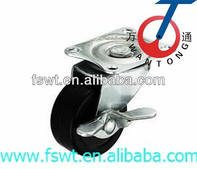 Good Quality Light Duty Black Flat Series Swivel Caster Wheel With Side Brakes