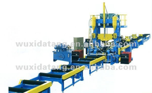 H-beam assembling,welding and straightening integral machine