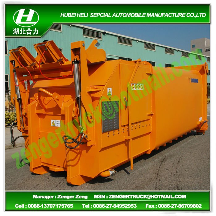 Hanging Waste Bins Compression Station with Hook lift refuse truck