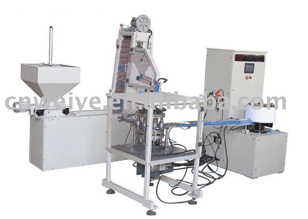 HE-6W Full automatic uploading folding cutting cap molding machine