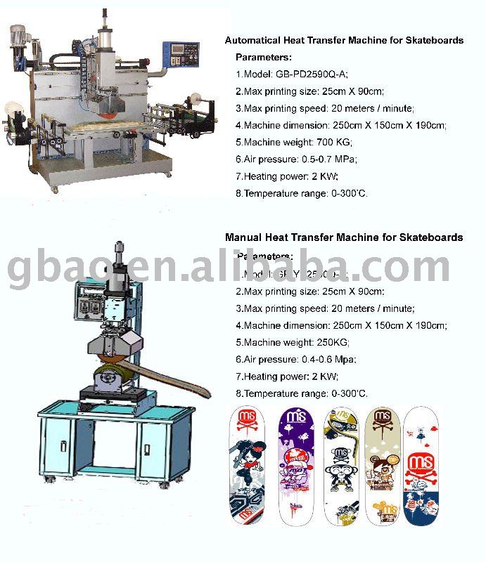 heat transfer machine for skateboards